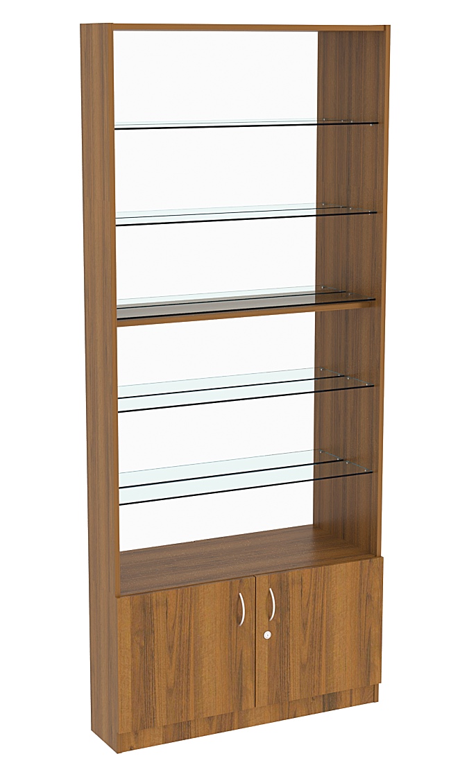 Витрина СЭСП-О №1-200 (З/C - Зеркало) со стеклянными полками Орех