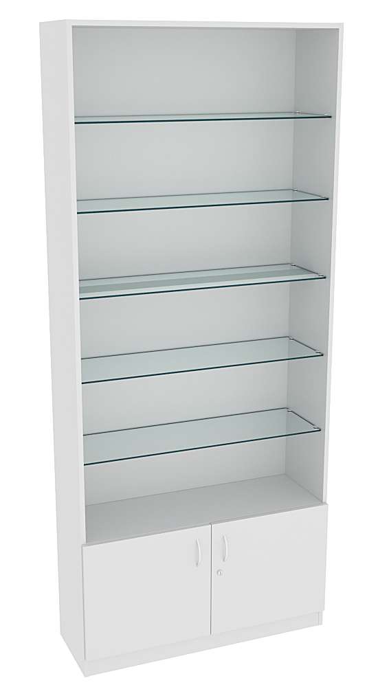 Витрина СЭСП-О №1-300 (З/C - ДВП) со стеклянными полками Серый