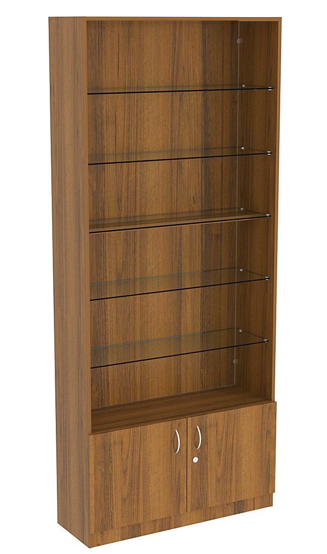 Витрина СЭСП-О №1-300 (З/C - ДВП) со стеклянными полками Орех