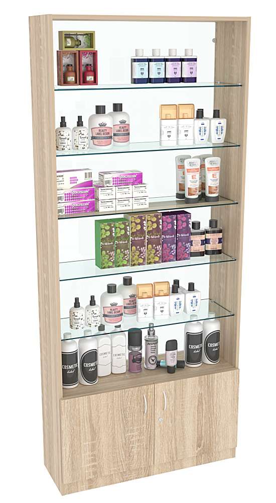 Витрина СЭСП-О №1-300 (З/C - Стекло) со стеклянными полками Дуб сонома