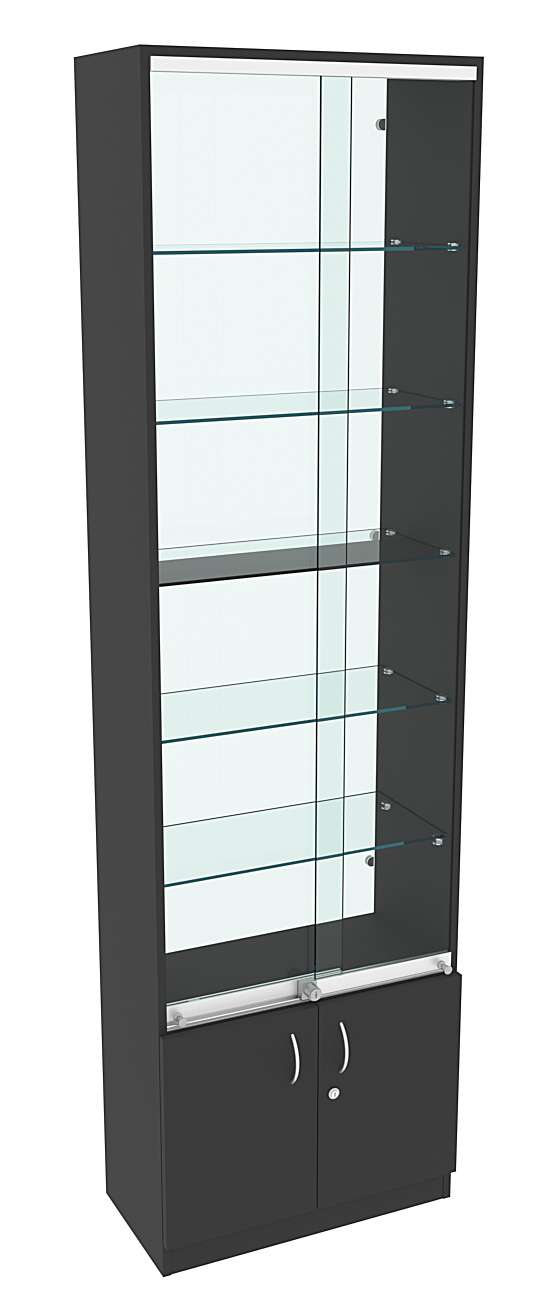 Витрина СЭСП-Z №2-300 (З/C - Стекло) со стеклянными полками и шторками Черный