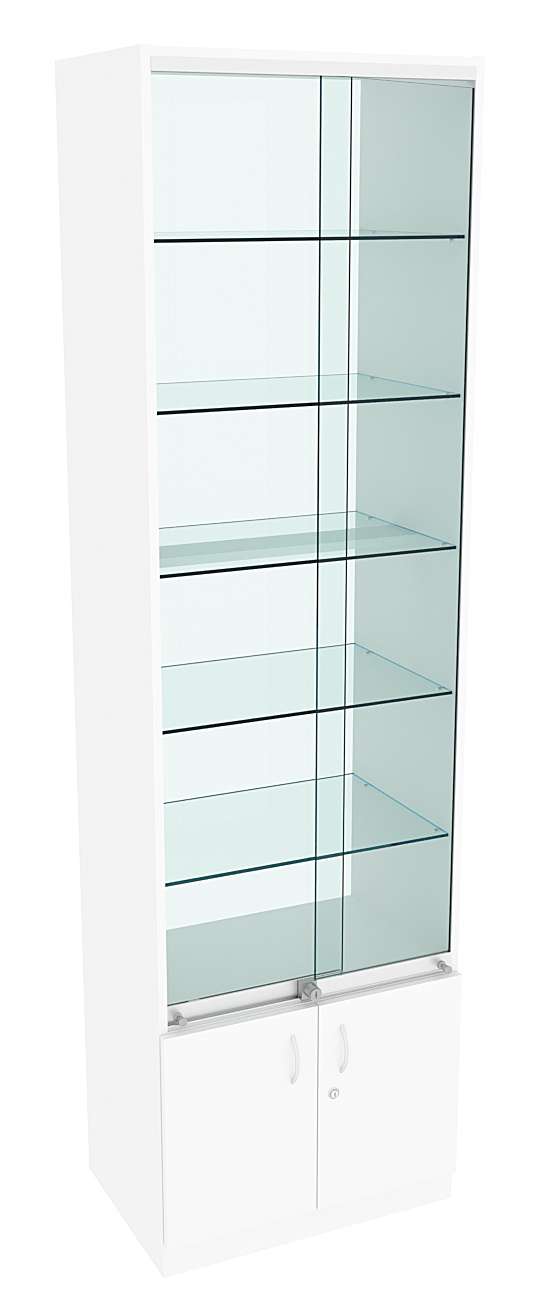 Витрина СЭСП-Z №2-400 (З/C - Стекло) со стеклянными полками и шторками Белый