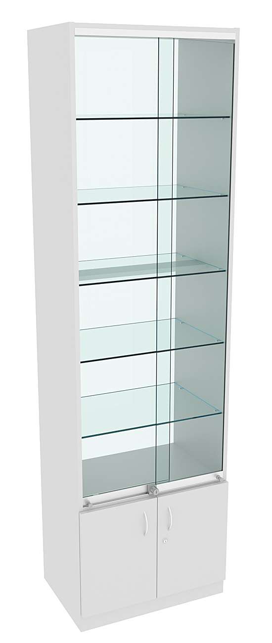 Витрина СЭСП-Z №2-400 (З/C - Стекло) со стеклянными полками и шторками Серый