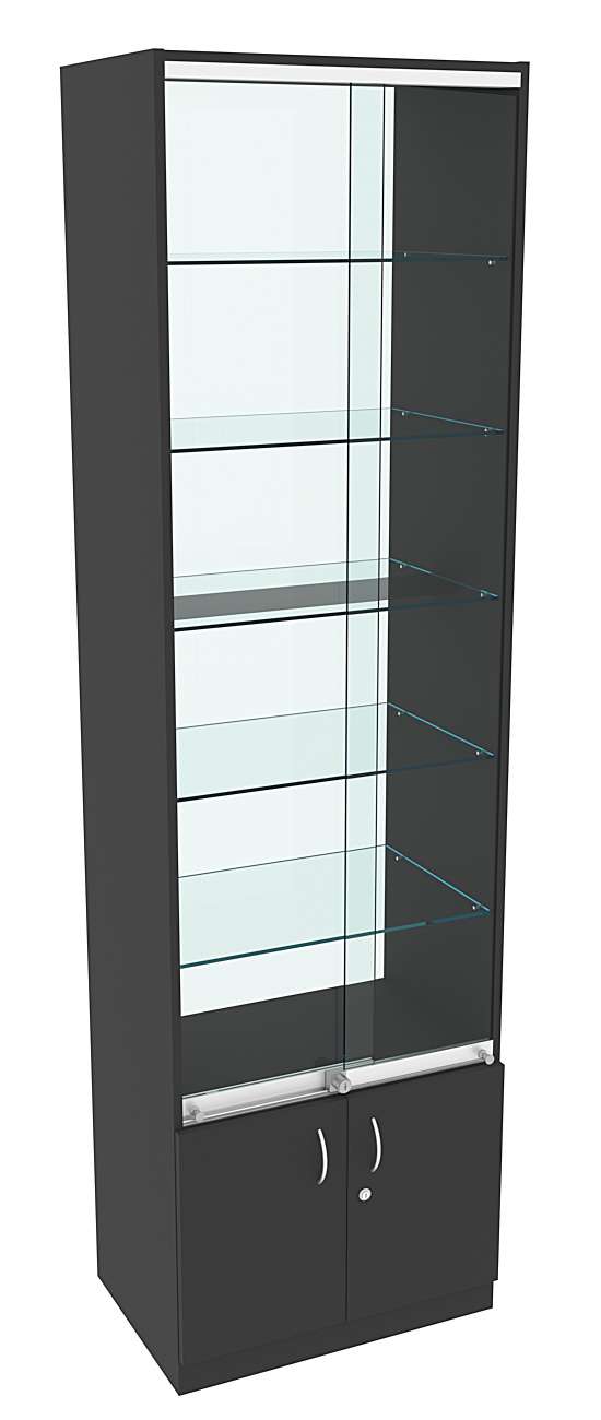 Витрина СЭСП-Z №2-400 (З/C - Стекло) со стеклянными полками и шторками Черный