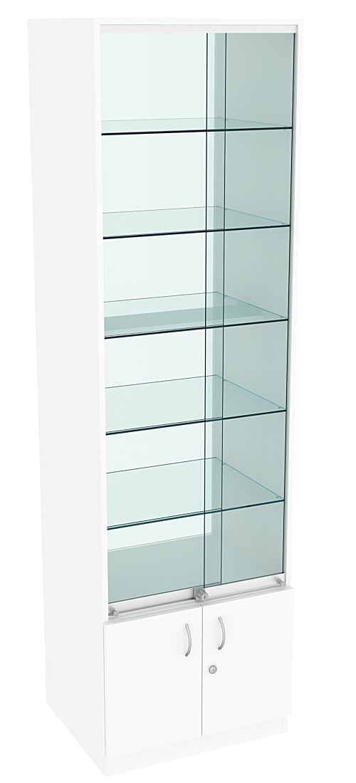 Витрина СЭСП-Z №2-500 (З/C - Стекло) со стеклянными полками и шторками Белый