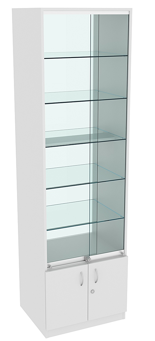 Витрина СЭСП-Z №2-500 (З/C - Стекло) со стеклянными полками и шторками Серый