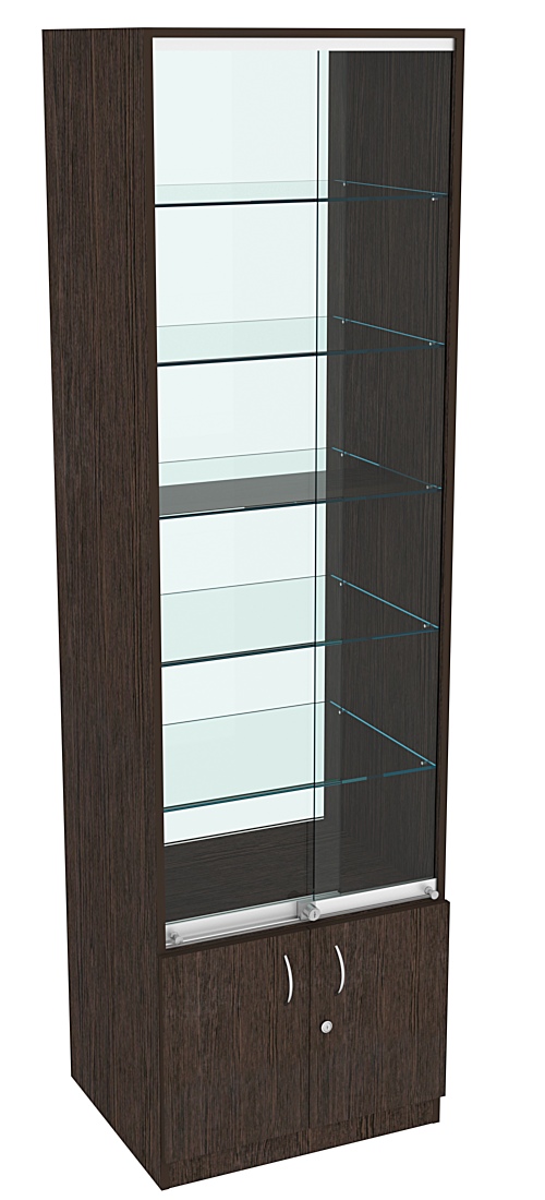 Витрина СЭСП-Z №2-500 (З/C - Стекло) со стеклянными полками и шторками Дуб Венге