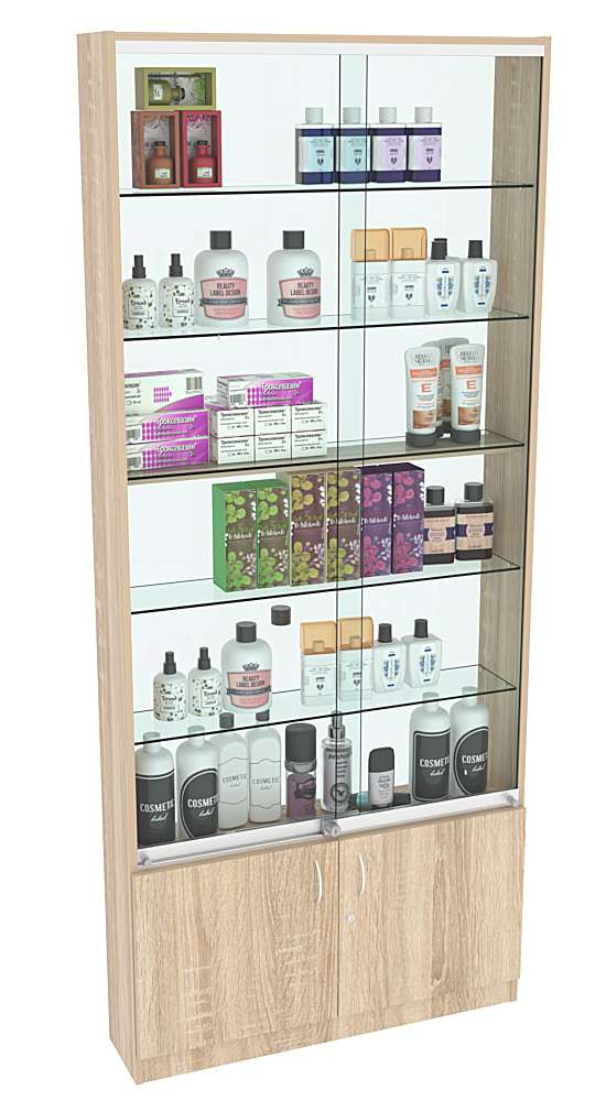 Витрина СЭСП-О №1-200 (З/C - ДВП) со стеклянными полками Дуб сонома