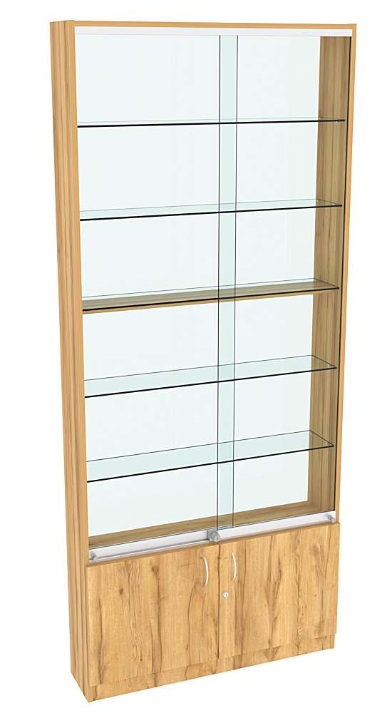 Витрина СЭСП-О №1-200 (З/C - ДВП) со стеклянными полками Дуб Золотистый