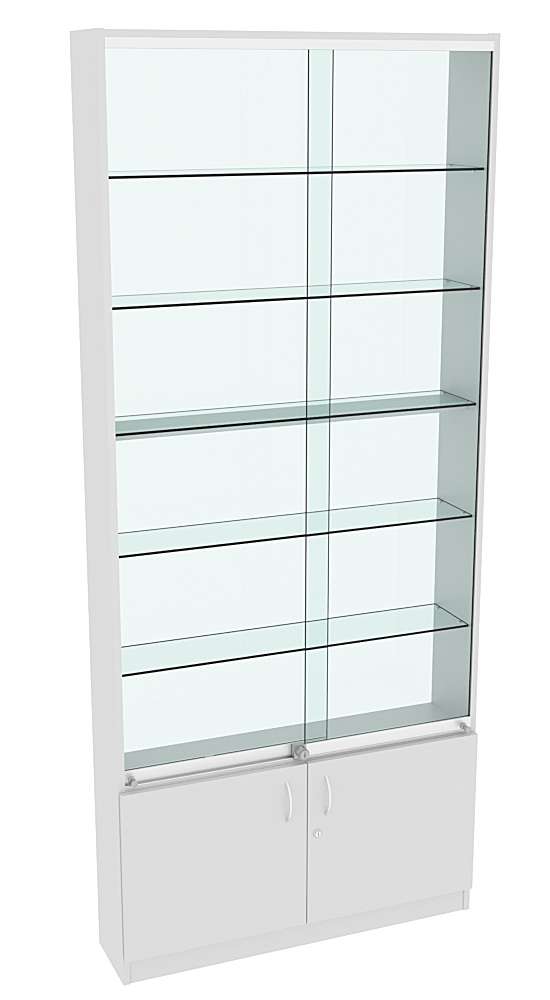 Витрина СЭСП-О №1-200 (З/C - ДВП) со стеклянными полками Серый