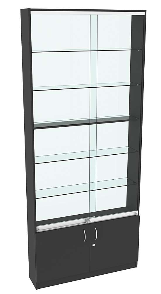 Витрина СЭСП-О №1-200 (З/C - ДВП) со стеклянными полками Черный