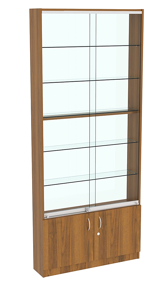 Витрина СЭСП-О №1-200 (З/C - ДВП) со стеклянными полками Орех