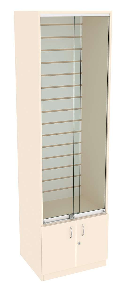 Витрина СЭСП с экономпанелью и раздвижными дверками №2-500 (закрытая) Крем Вайс