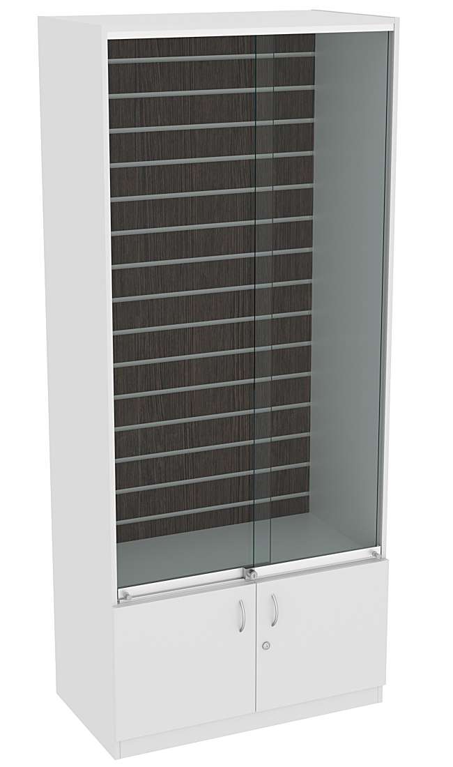 Витрина закрытая СЭСП с экономпанелью и замками из хрома №1-500 (закрытая) Серый