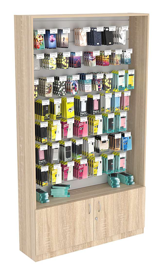 Витрина узкая СЭСП с экономпанелью №1-1-300 (открытая) Дуб сонома