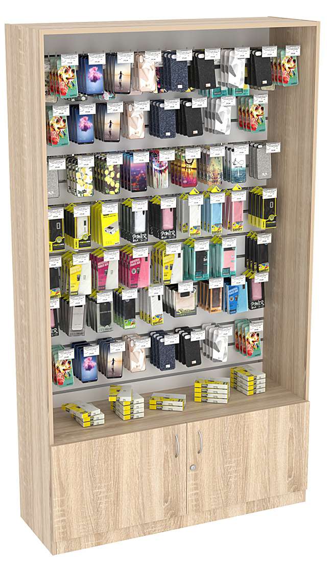 Витрина СЭСП с экономпанелью для продажи №1-1-400 (открытая) Дуб сонома