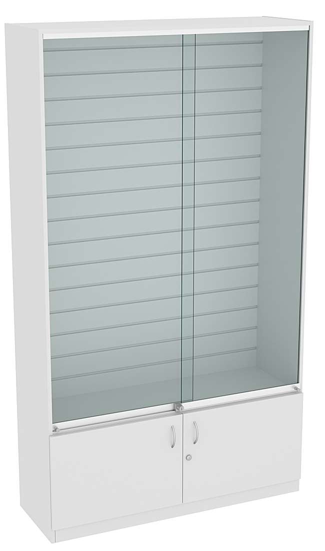 Витрина СЭСП с экономпанелью и прозрачными дверками №1-1-400 (закрытая) Серый