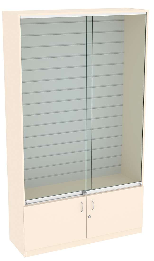 Витрина СЭСП с экономпанелью и прозрачными дверками №1-1-400 (закрытая) Крем Вайс