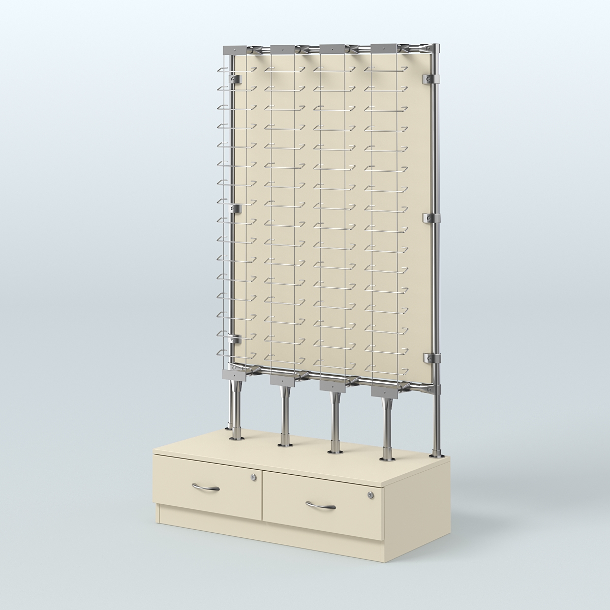 Пристенный стенд для продажи очков З/C-ДСП №ПСДПО-ОД-Т28-Д24 (открытый доступ) Крем Вайс