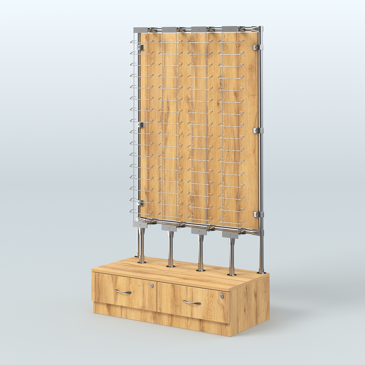 Пристенный стенд для продажи очков З/C-ДСП №ПСДПО-ОД-Т28-Д24 (открытый доступ) Дуб Золотистый