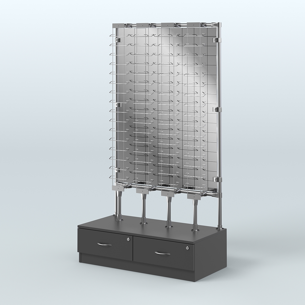 Пристенный стенд для продажи очков З/C-Зеркало №ПСДПО-ОД-Т28-Д24 (открытый доступ) Черный