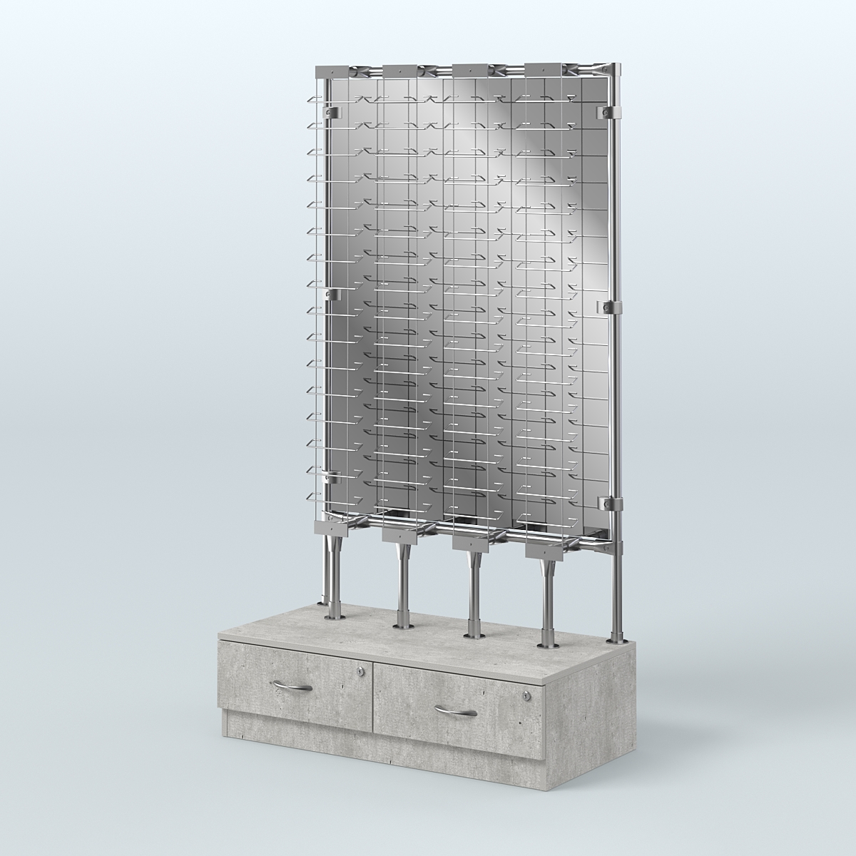 Пристенный стенд для продажи очков З/C-Зеркало №ПСДПО-ОД-Т28-Д24 (открытый доступ) Метрополитан Грей