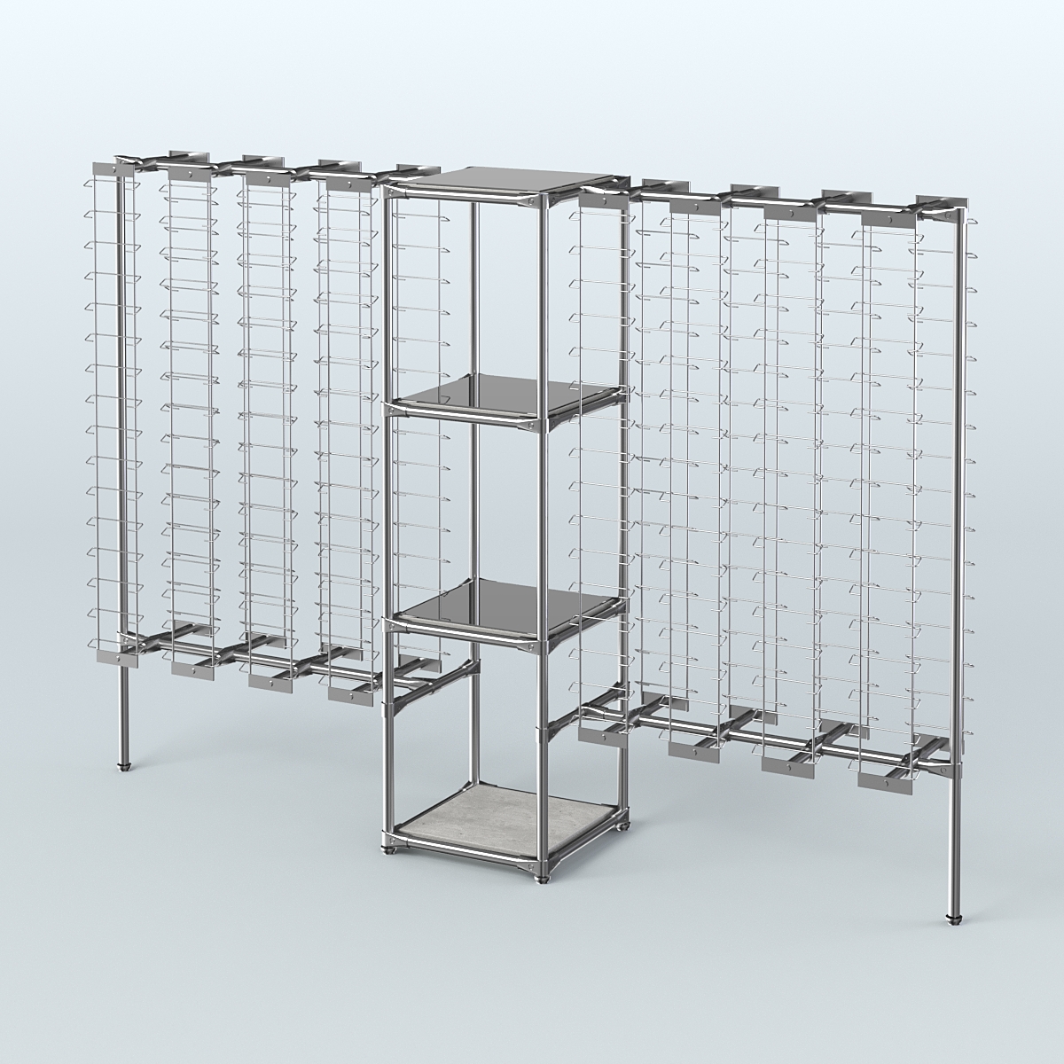 Хромированный стенд для продажи очков ЛИНИЯ №2-4-Д24 с зеркальными полками 4 мм Метрополитан Грей