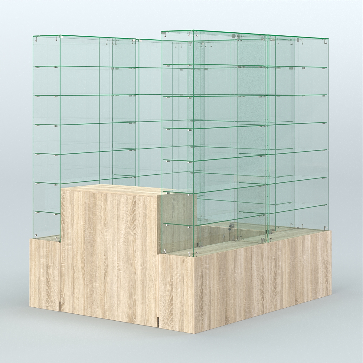 Павильон ИСТРА (глубина витрин-300мм) №1в (2, 70 кв.м) Дуб сонома