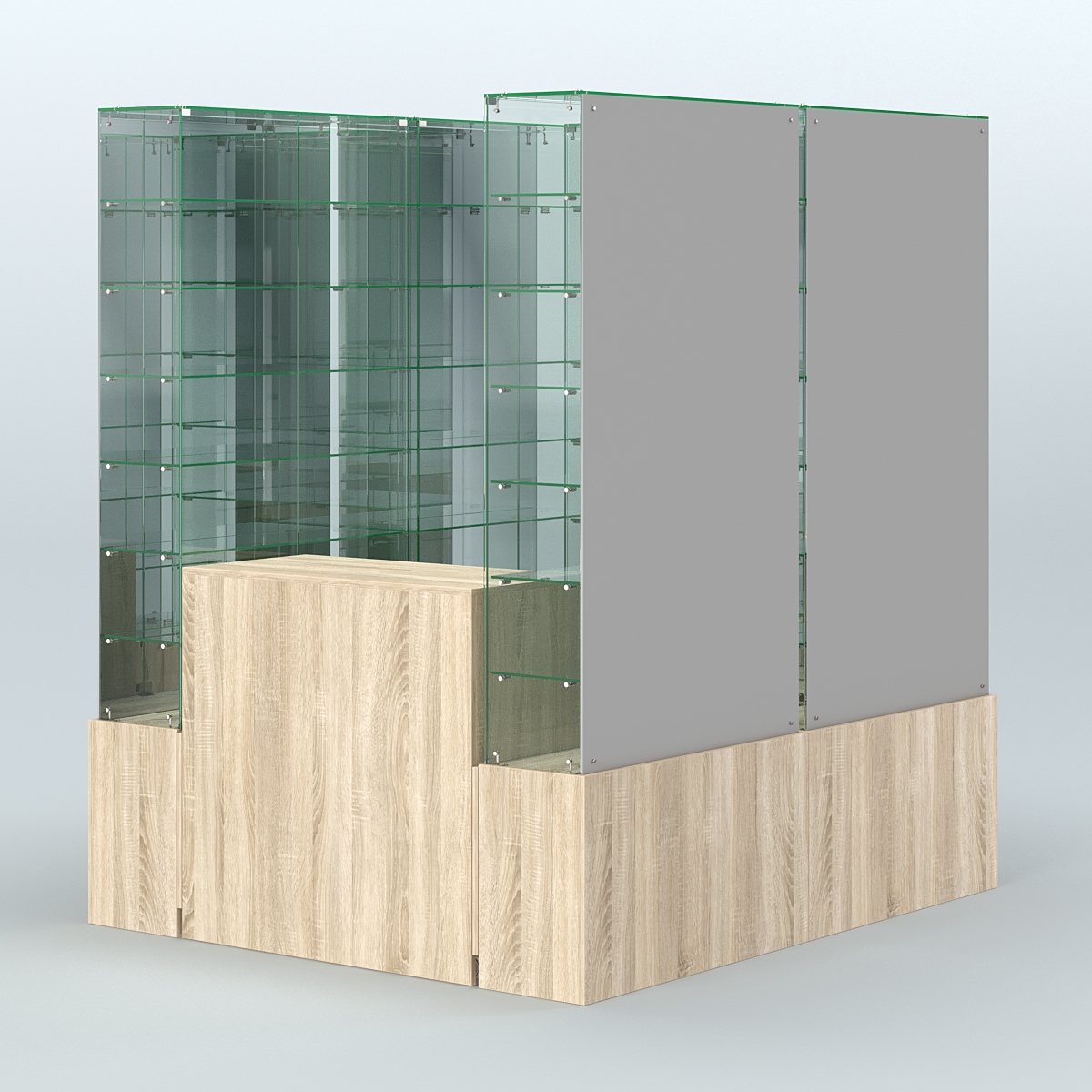 Павильон ИСТРА (глубина витрин-300мм) №1г (2, 70 кв.м) Дуб сонома