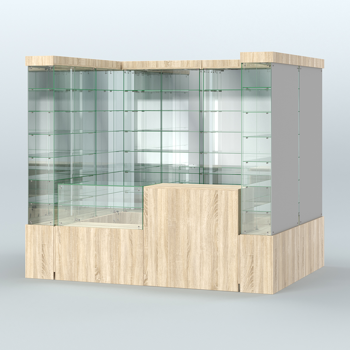 Павильон ИСТРА (глубина витрин-300мм) №2б (4, 32 кв.м) Дуб сонома