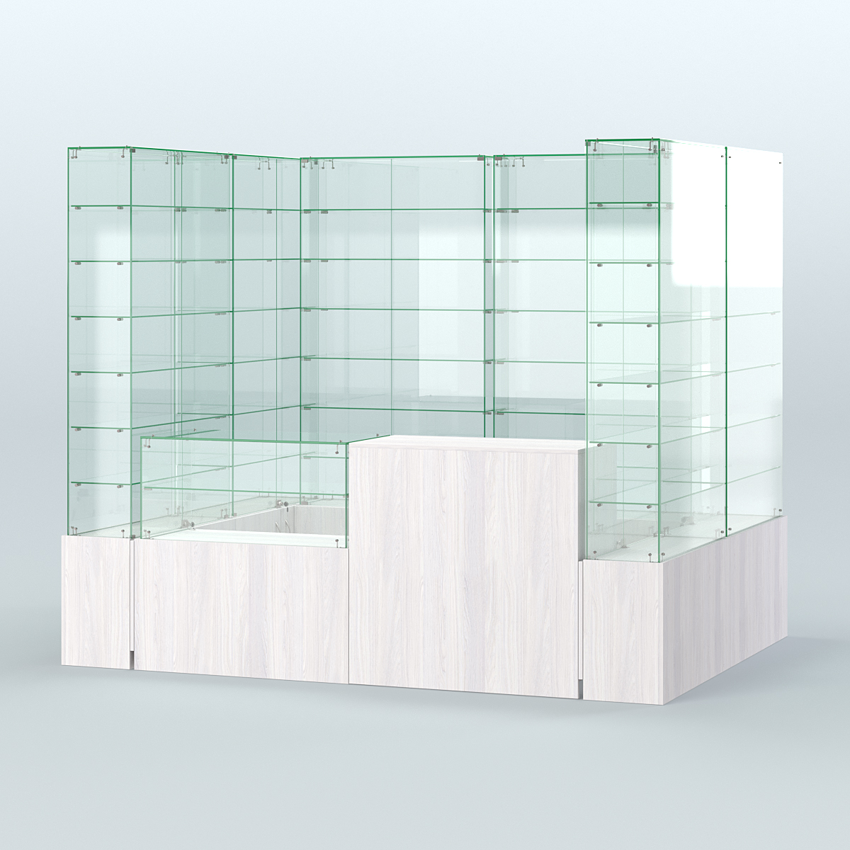 Павильон ИСТРА (глубина витрин-300мм) №2в (4, 32 кв.м) Ясень Анкор светлый