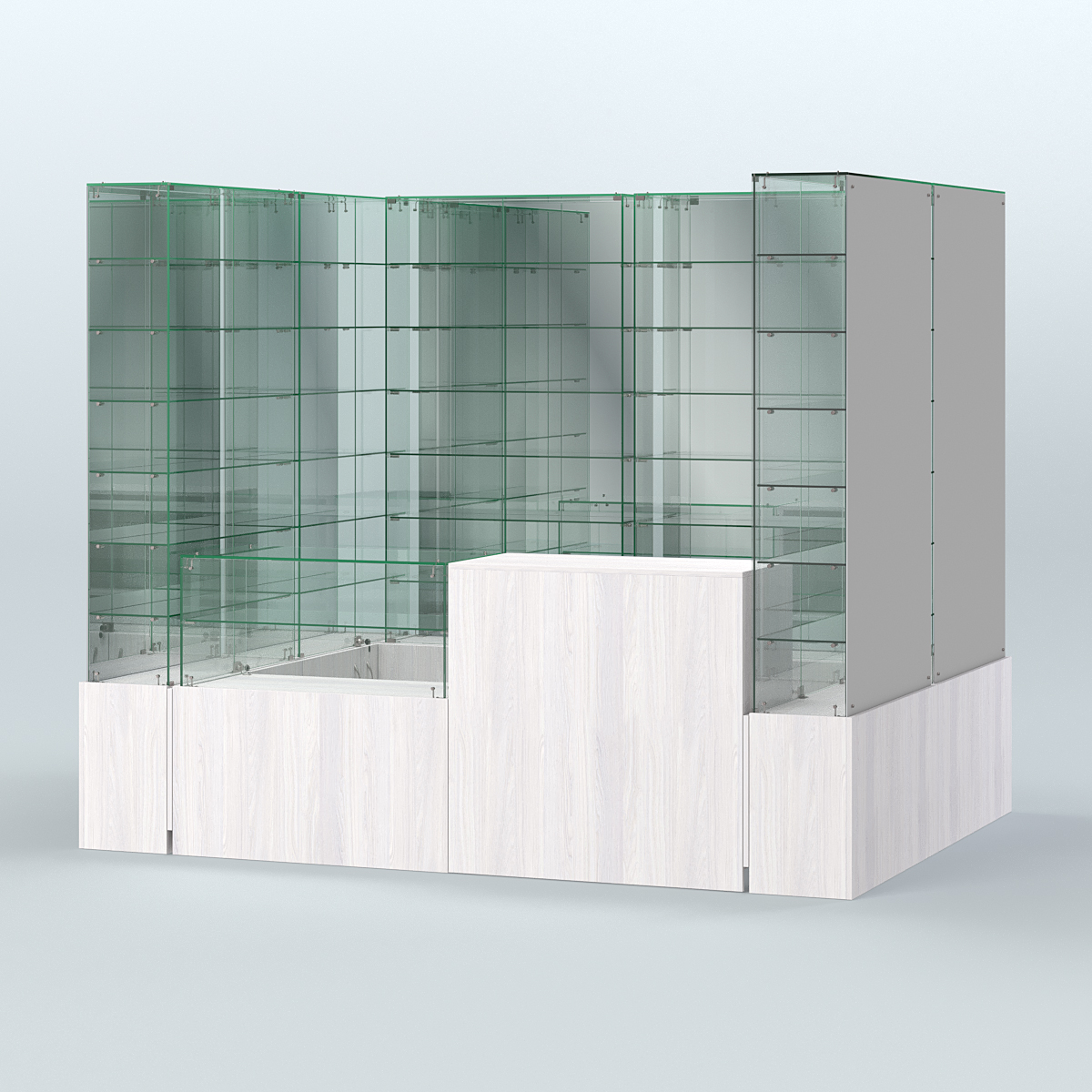 Павильон ИСТРА (глубина витрин-300мм) №2г (4, 32 кв.м) Ясень Анкор светлый