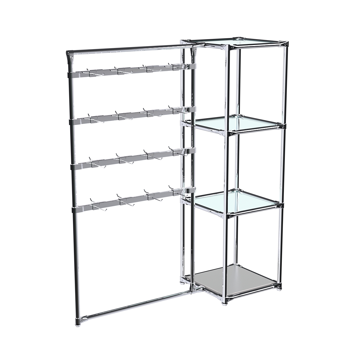 Хромированное вешало ШТАНГА №1-1 с полками стекло 6 мм Серый