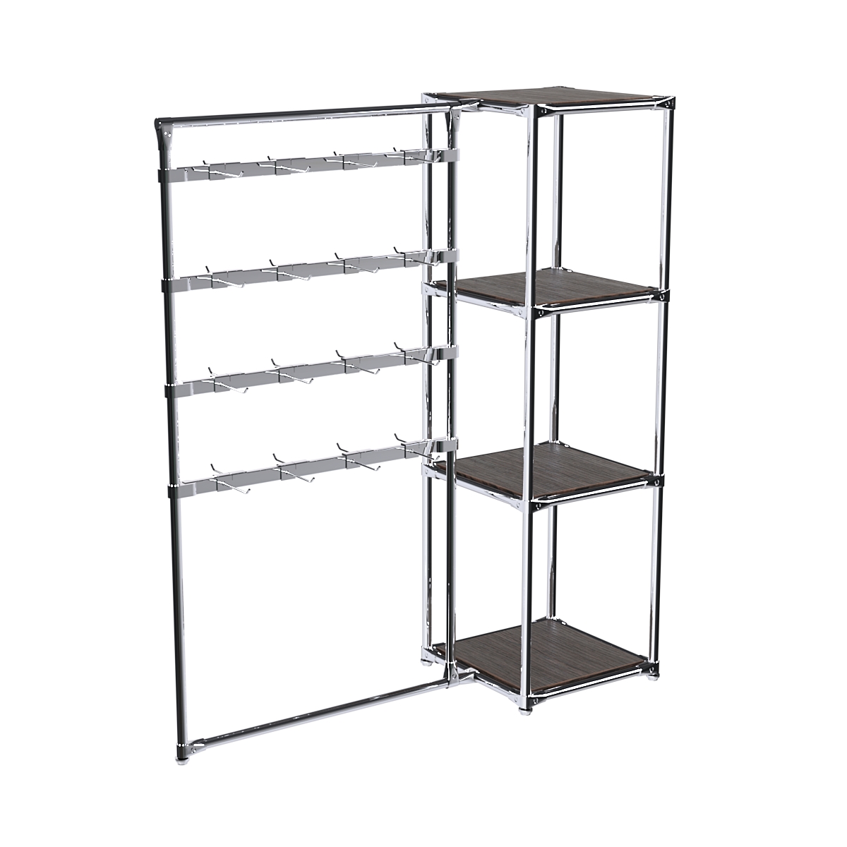 Хромированное вешало ШТАНГА №1-3 с полками ДСП 16 мм Дуб Венге