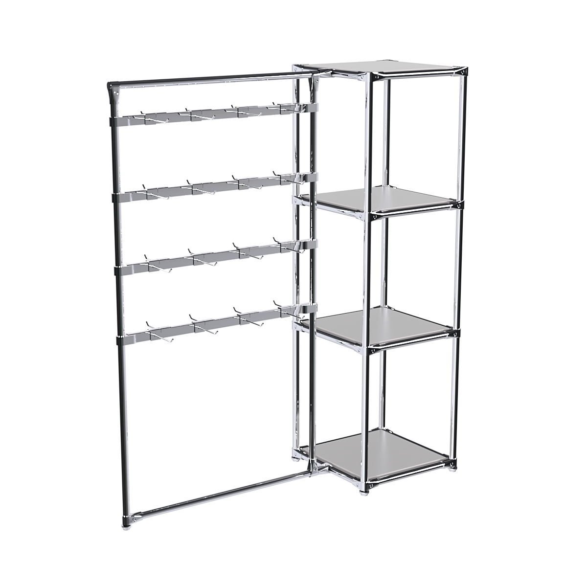 Хромированное вешало ШТАНГА №1-3 с полками ДСП 16 мм Серый