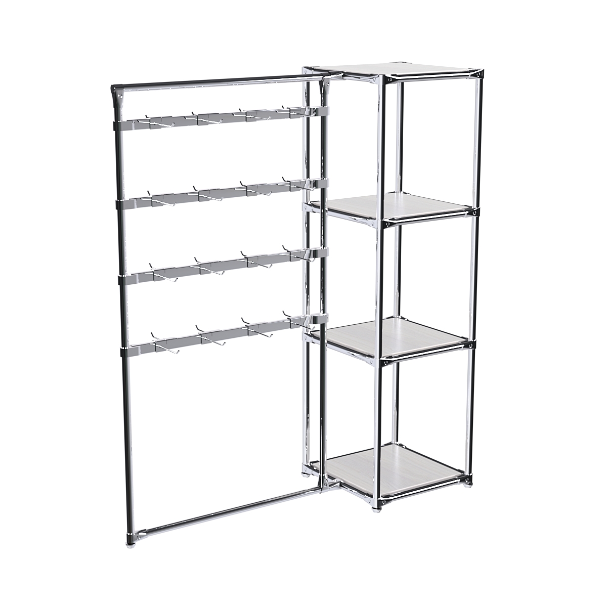 Хромированное вешало ШТАНГА №1-3 с полками ДСП 16 мм Ясень Анкор светлый - U31104