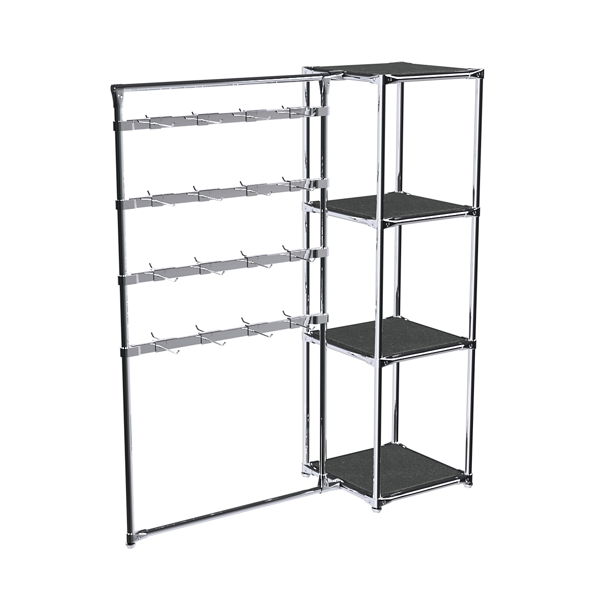 Хромированное вешало ШТАНГА №1-3 с полками ДСП 16 мм Антрацит