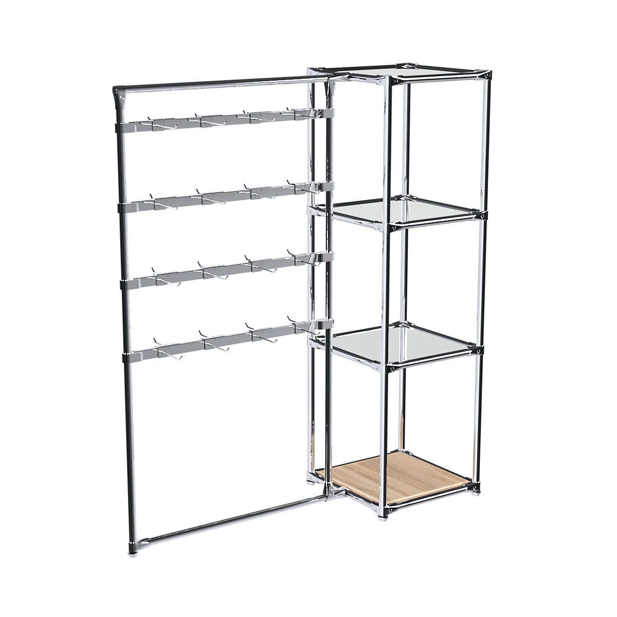 Хромированное вешало ШТАНГА №1-4 с зеркальными полками 4 мм Дуб Сонома