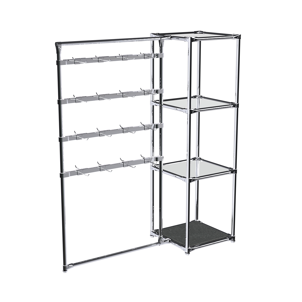 Хромированное вешало ШТАНГА №1-4 с зеркальными полками 4 мм Антрацит