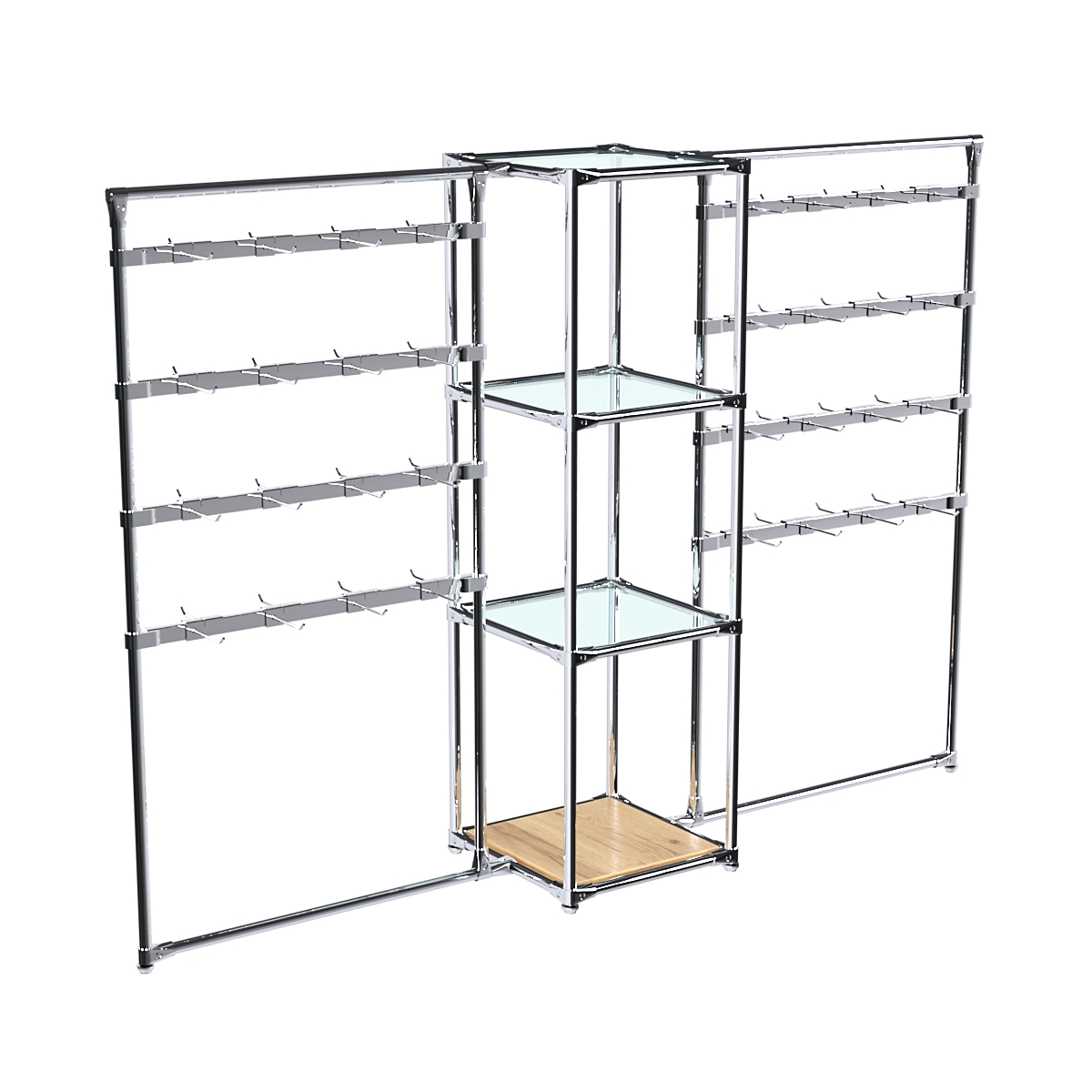 Хромированное вешало ШТАНГА №2-1 с полками стекло 6 мм Дуб Золотистый