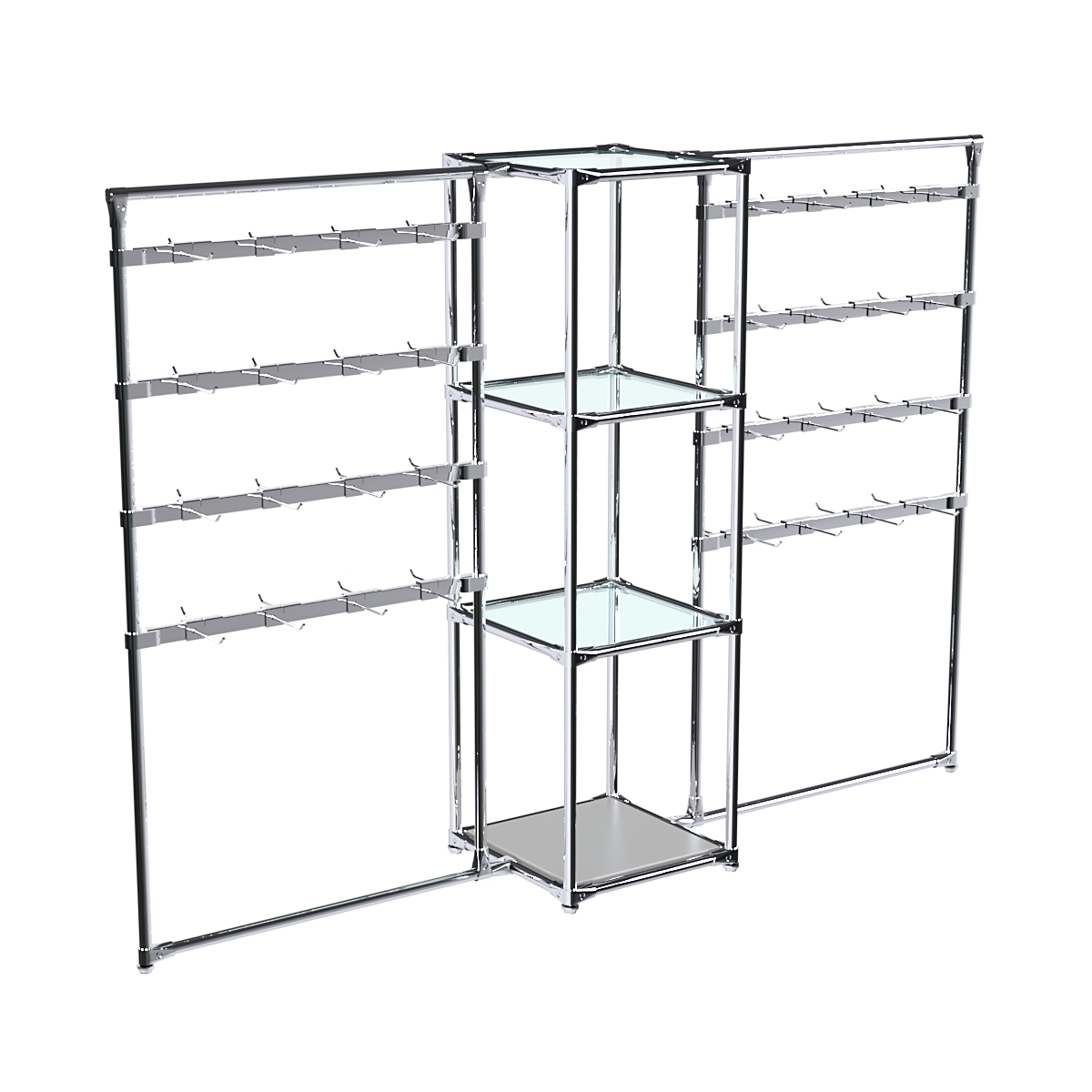 Хромированное вешало ШТАНГА №2-1 с полками стекло 6 мм Серый