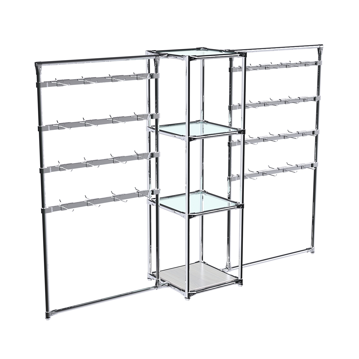 Хромированное вешало ШТАНГА №2-1 с полками стекло 6 мм Ясень Анкор светлый - U31104