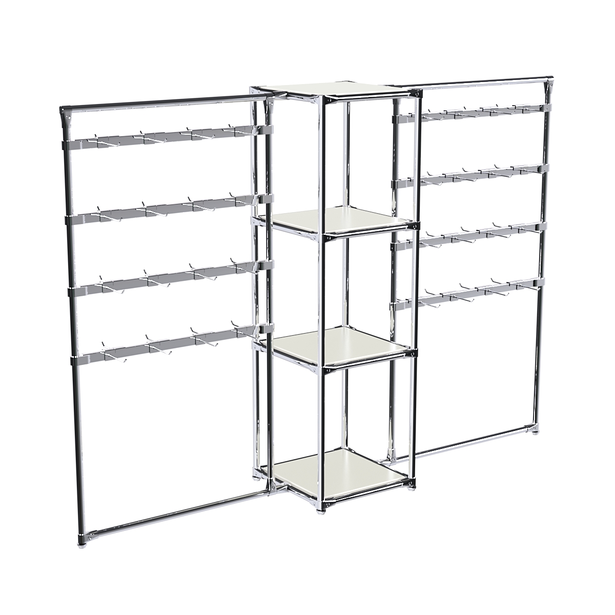 Хромированное вешало ШТАНГА №2-3 с полками ДСП 16 мм Белый