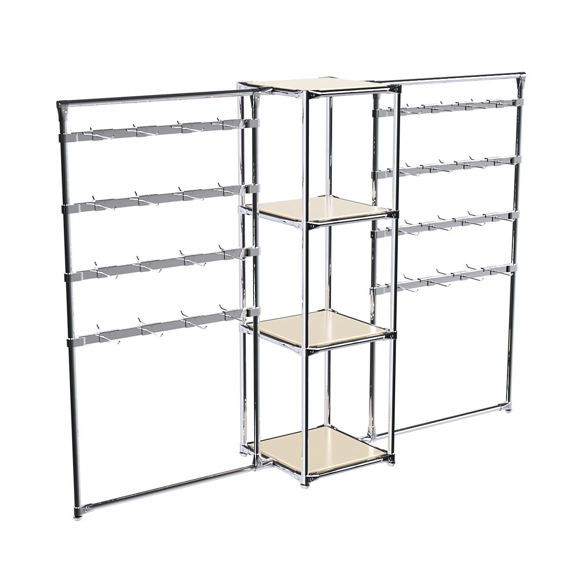 Хромированное вешало ШТАНГА №2-3 с полками ДСП 16 мм Крем Вайс