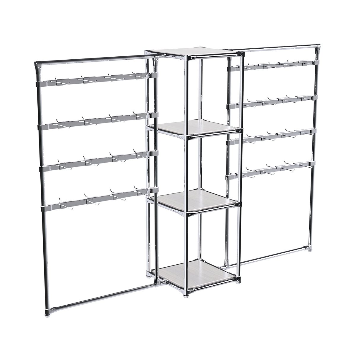 Хромированное вешало ШТАНГА №2-3 с полками ДСП 16 мм Ясень Анкор светлый - U31104