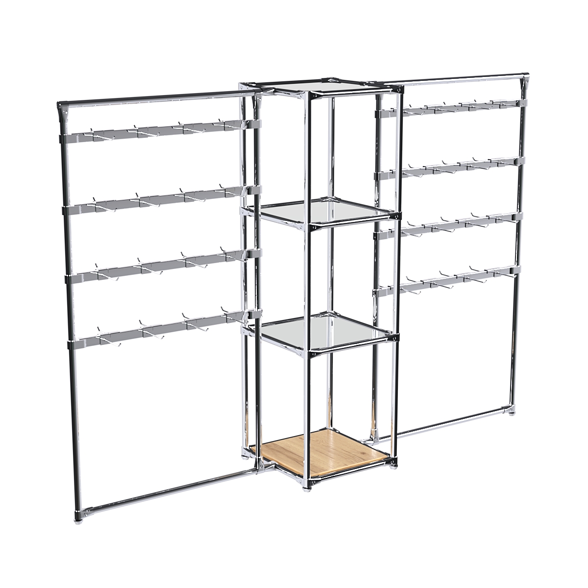 Хромированное вешало ШТАНГА №2-4 с зеркальными полками 4 мм Дуб Золотистый