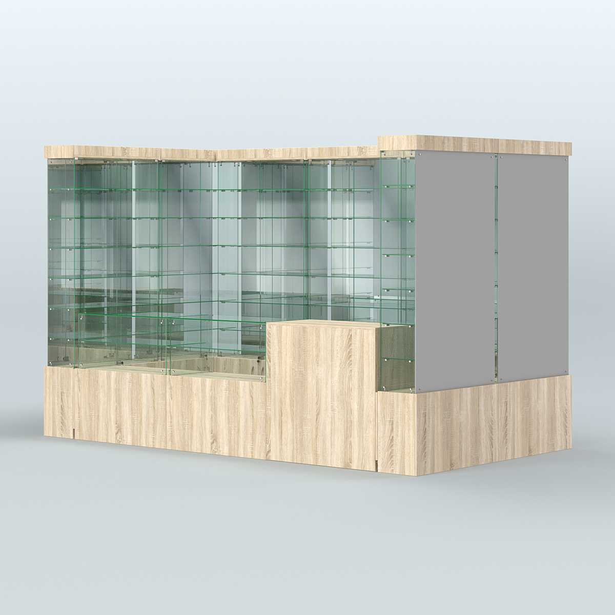 Павильон ИСТРА (глубина витрин-300мм) №3б (5, 94 кв.м) Дуб Сонома