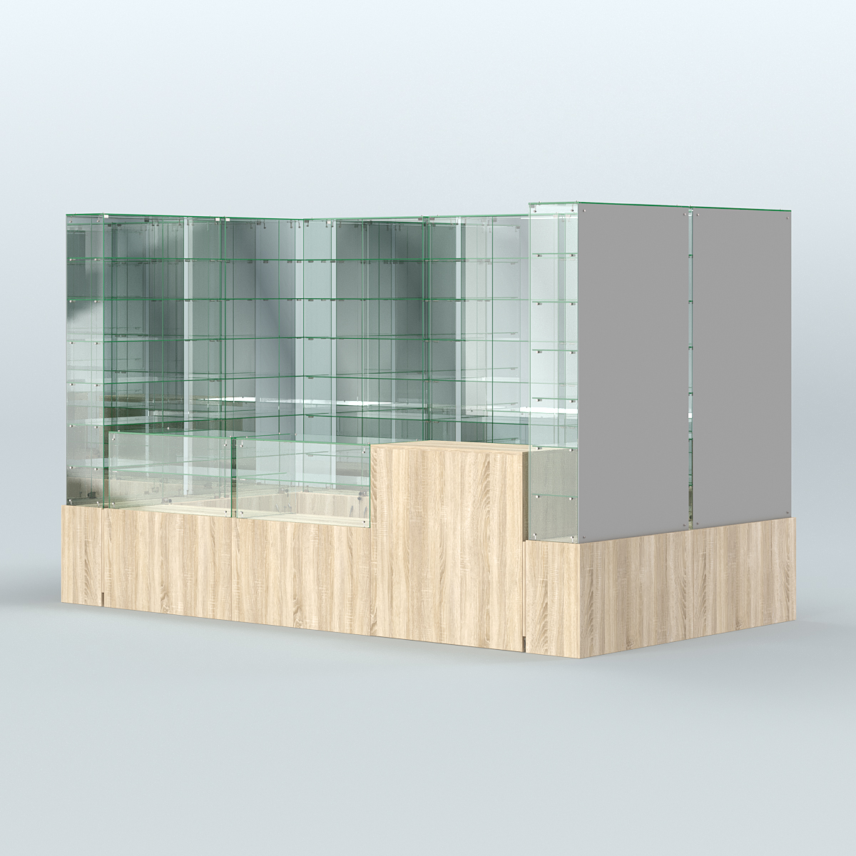 Павильон ИСТРА (глубина витрин-300мм) №3г (5, 94 кв.м) Дуб сонома