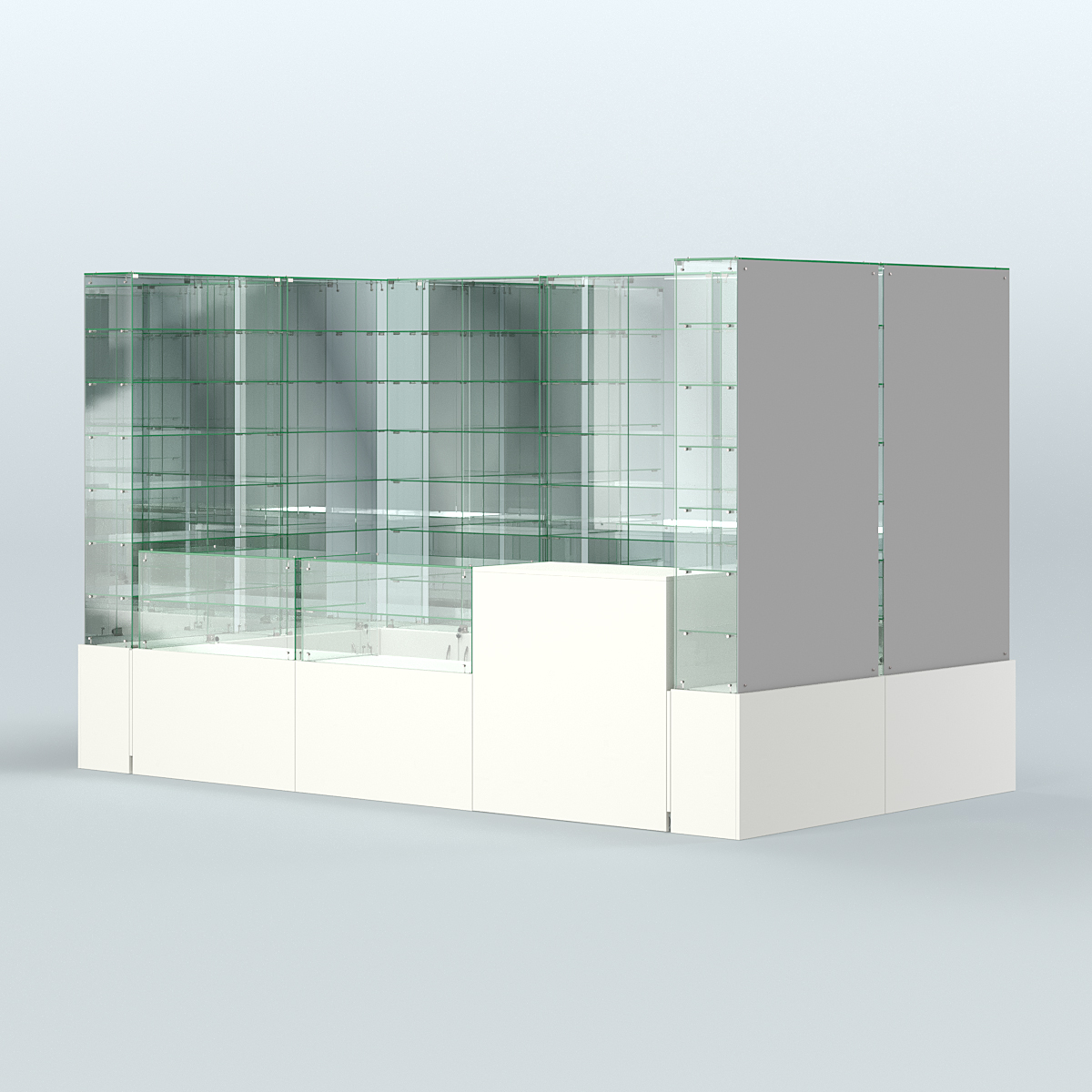 Павильон ИСТРА (глубина витрин-300мм) №3г (5, 94 кв.м) Белый
