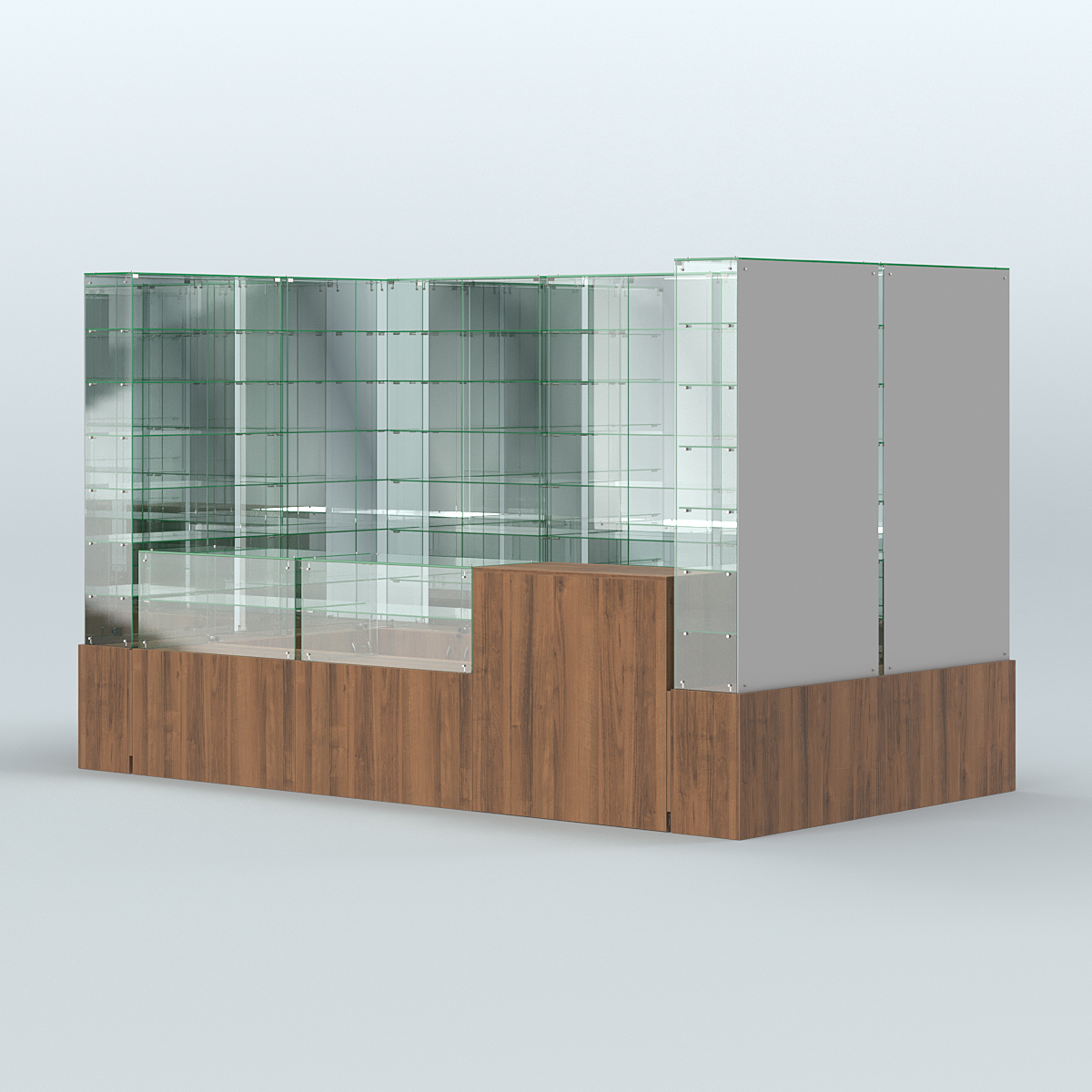 Павильон ИСТРА (глубина витрин-300мм) №3г (5, 94 кв.м) Орех